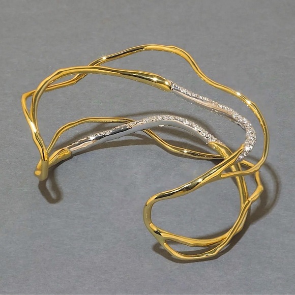 SOLD - ALEXIS BITTAR Solanales Crystal Gold Cuff - Picture 4 of 15